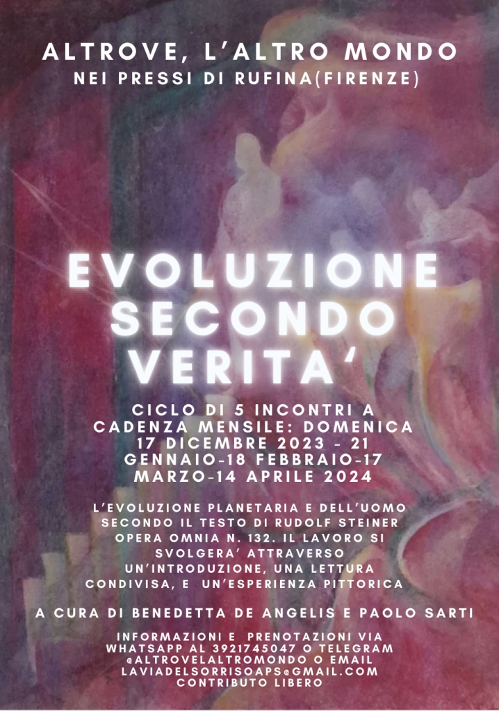 Rappresentazione visiva dell'articolo: Evoluzione secondo Verità: un nuovo ciclo di incontri ad Altrove, l’altro mondo, nei pressi di Rufina (Firenze)